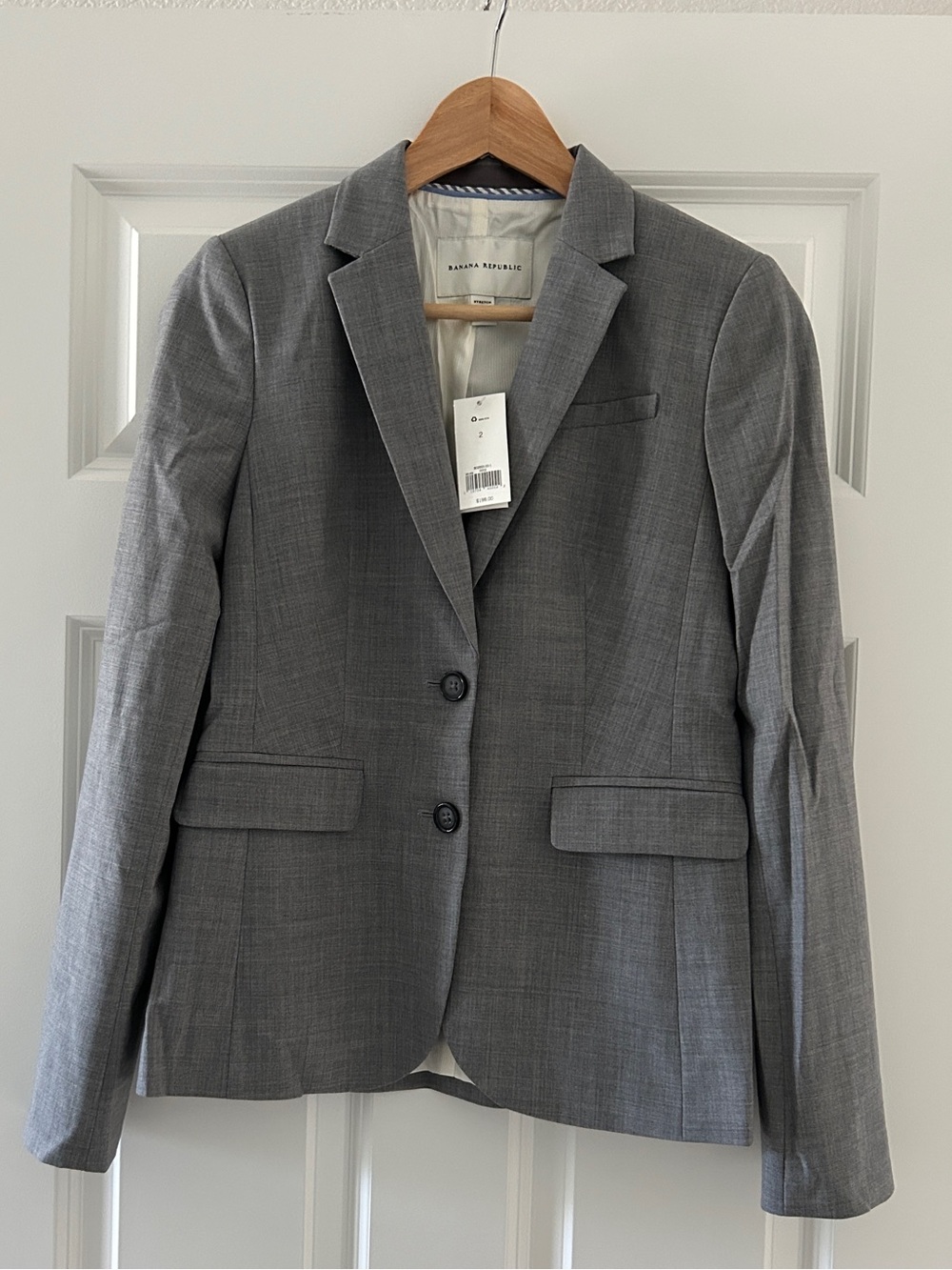 NWT Banana Republic Women's Light Gray Two-Button Suit Blazer